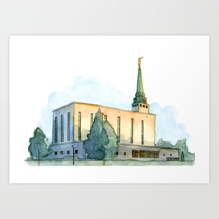 700x700 London Lds Temple - London Watercolor Paintings