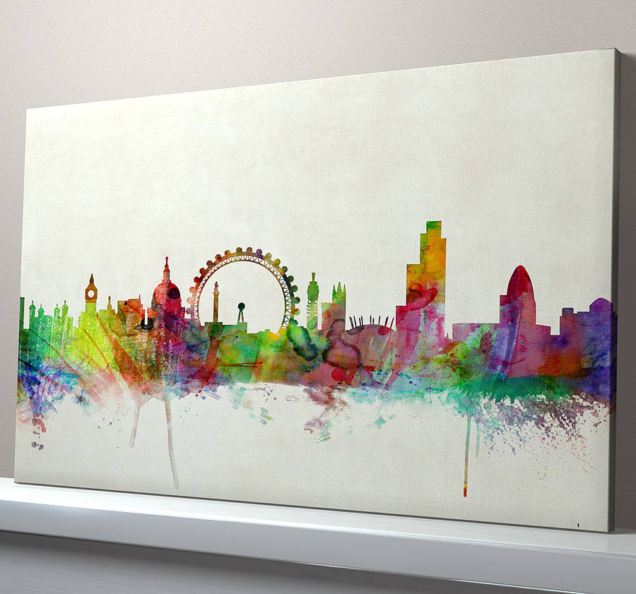 900x841 London City Skyline Print By Artpause - London Watercolor Paintings