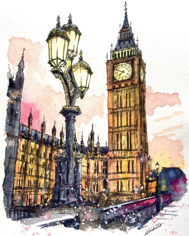 London Watercolor Paintings at PaintingValley.com | Explore collection ...