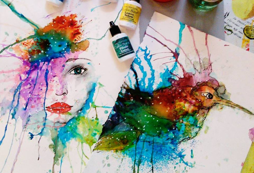 845x577 Loose Watercolor Technique Ken Oliver Color Burst Mixed Media - Loose Watercolor