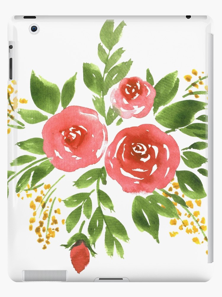 750x1000 Floral Composition With Roses. Loose Watercolor Flowers Ipad - Loose Watercolor Flowers