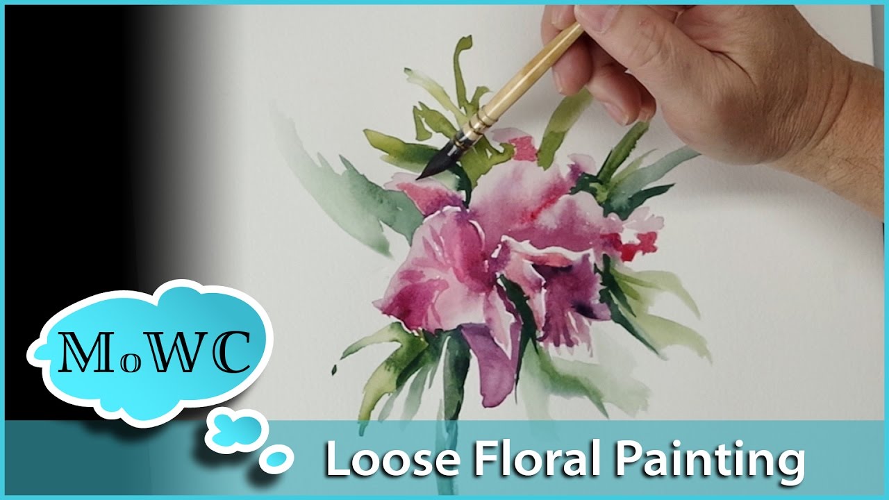 1280x720 Loose Floral Watercolor Orchid - Loose Watercolor Flowers