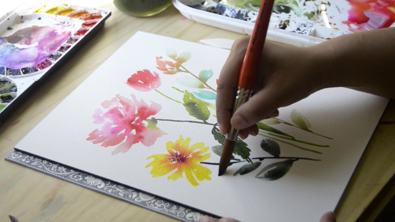 1280x720 Loose Watercolor Flowers - Loose Watercolor Flowers