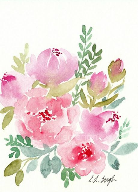 460x640 Loose Watercolor Flowers Painting By Elise Engh Watercolor - Loose Watercolor Flowers