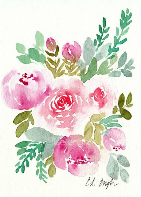 459x640 Loose Watercolor Flowers Painting By Elise Engh Watercolor In - Loose Watercolor Flowers