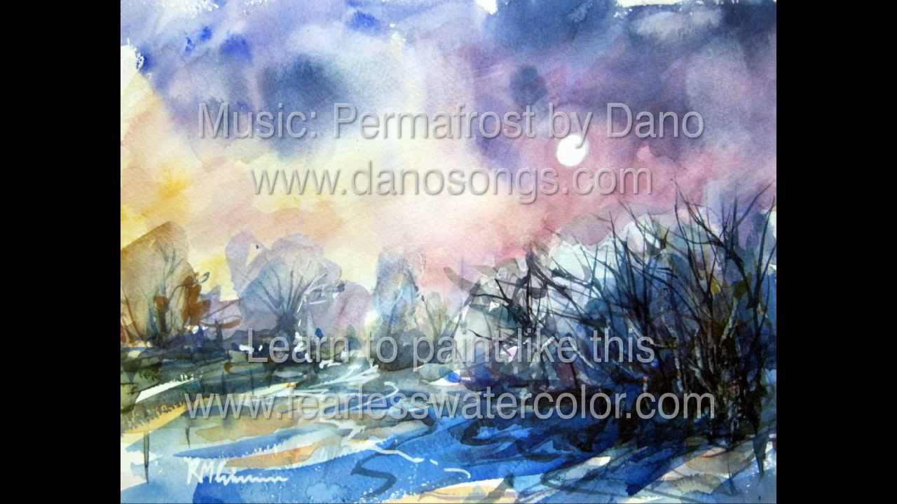1280x720 Loose Watercolor Painting Time Lapse Winter Evening - Loose Watercolor Painting