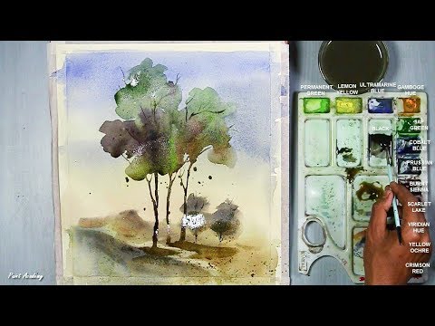 480x360 Watercolor Loose Style Tree Painting Step By Step Obsigen - Loose Watercolor Painting