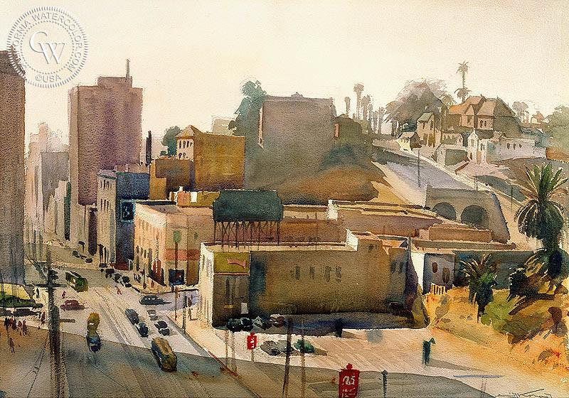 800x560 Moore Hill, Los Angeles, 1940, Art By Emil Kosa Jr. California - Los Angeles Watercolor