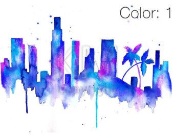 340x270 Los Angeles Skyline Watercolor Production Design Fbe - Los Angeles Watercolor