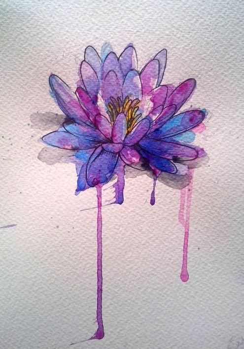 495x708 Lotus Flower Watercolor Not The Big Drips - Lotus Flower Watercolor