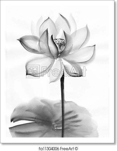 450x580 Free Art Print Of Watercolor Painting Of Lotus Flower. Original - Lotus Watercolor