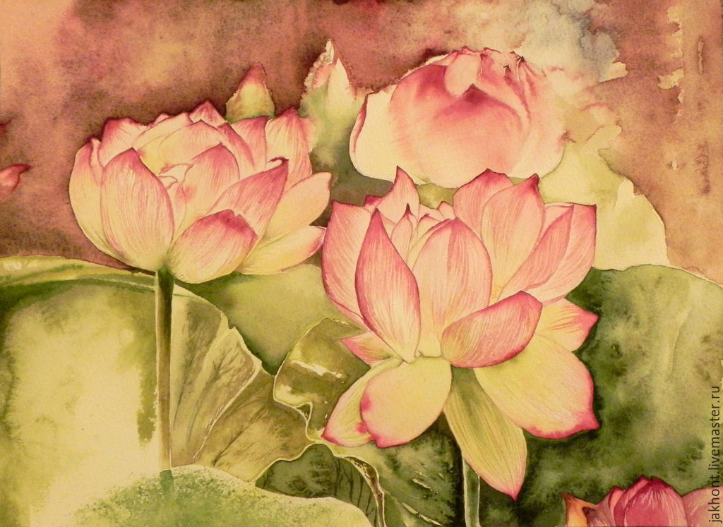 1024x747 Lotus Watercolor Painting Shop Online On Livemaster With - Lotus Watercolor