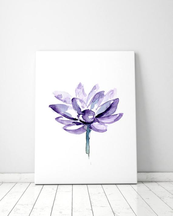 570x713 Purple Lotus Watercolor Painting Lotus Art Giclee Print Etsy - Lotus Watercolor