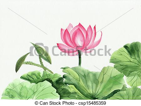 450x338 Watercolor Painting Of Pink Lotus Flower. Original Art, Watercolor - Lotus Watercolor