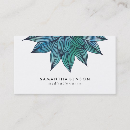 540x540 Blue Lotus Flower Floral Watercolor Business Card - Lotus Watercolor