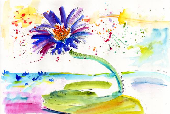 650x434 Blue Lotus Flower Watercolor By Ginette By Ginette Callaway - Lotus Watercolor