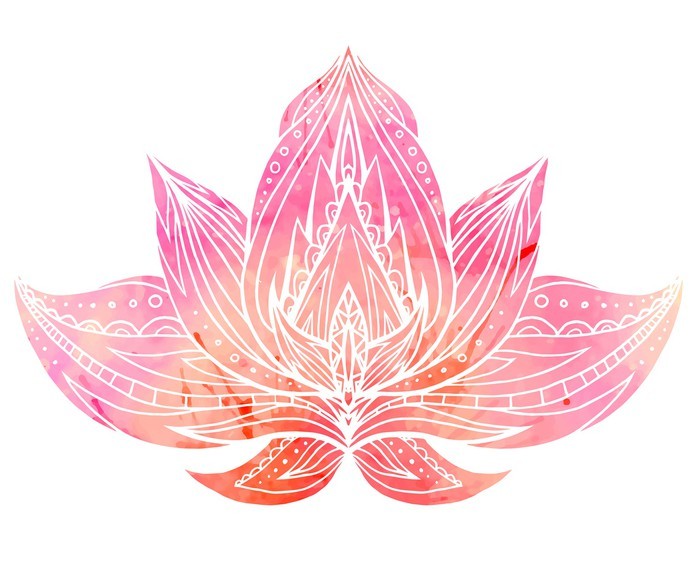 700x586 Color Lotus With Boho Pattern And Watercolor Background. Wall - Lotus Watercolor