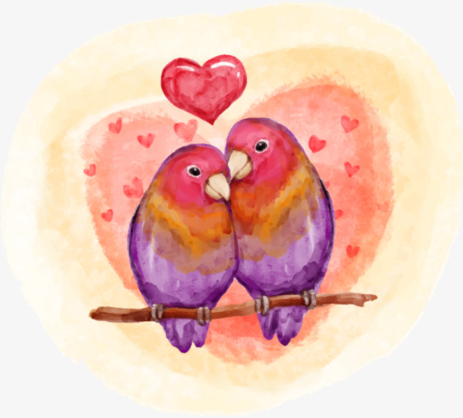 650x587 Love Birds Hand Painted Watercolor, Love Vector, Watercolor Vector - Love Birds Watercolor