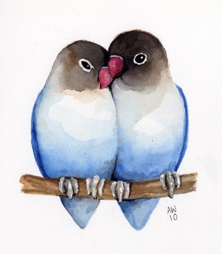 450x514 Lovebirds - Love Birds Watercolor