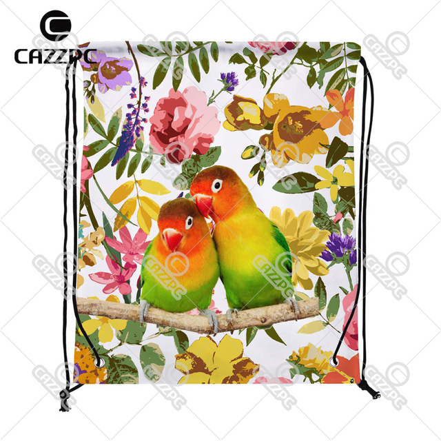 640x640 Lovebirds Bird And Watercolor Floral Print Custom Individual Nylon - Love Birds Watercolor