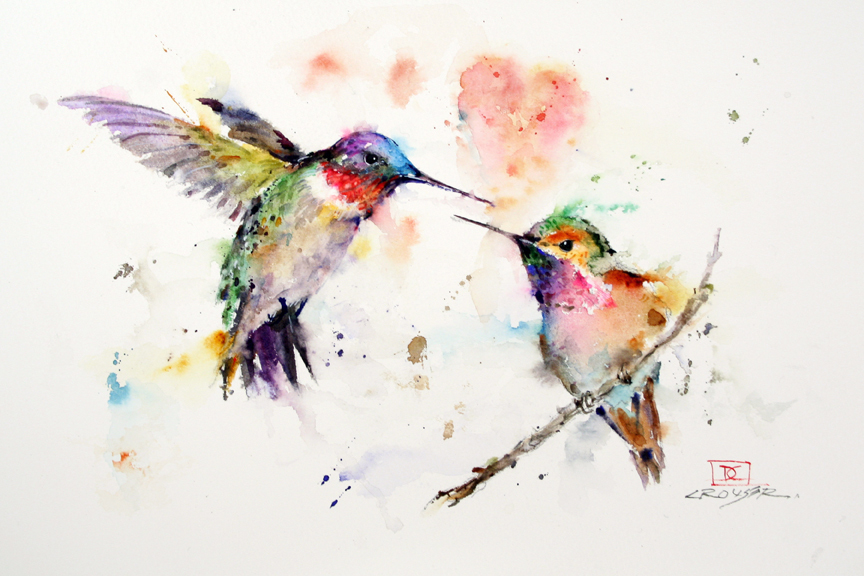 864x576 The Lovebirds - Love Birds Watercolor