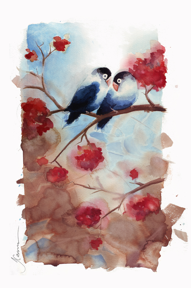 663x1000 Love Birds Tracey Cameron Creative - Love Birds Watercolor