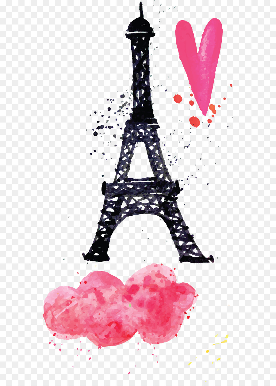 900x1260 Eiffel Tower Watercolor Painting Euclidean Vector Download - Love Watercolor
