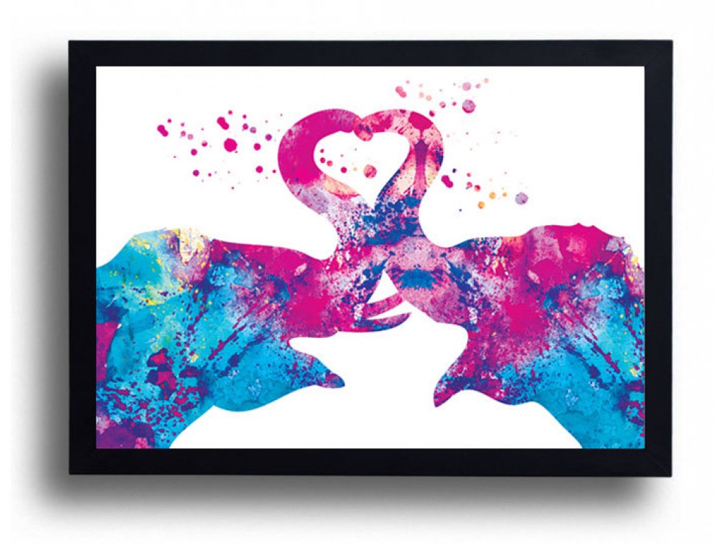 1024x768 Elephant Love Watercolor Art Print Elephant Love Painting Elephant - Love Watercolor Painting