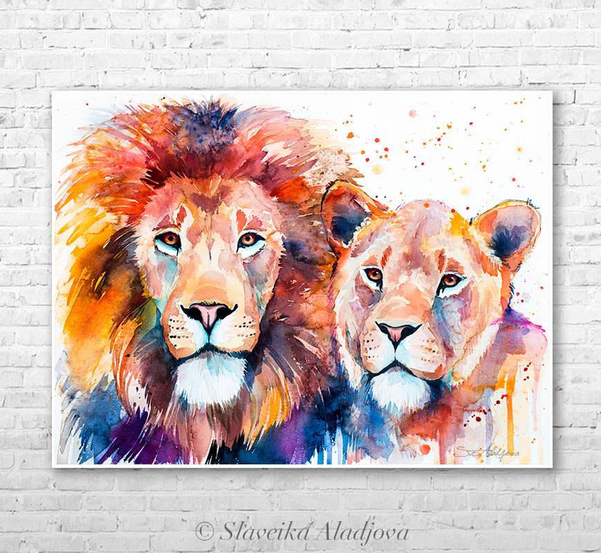 869x799 Lion Lioness Love Watercolor By Slaveika Aladjova On Behance - Love Watercolor Painting