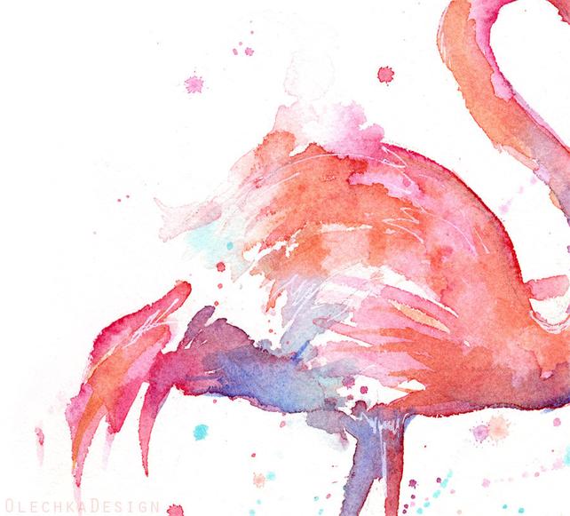 642x581 Two Flamingo Birds Watercolor Painting Love Birds Etsy - Love Watercolor Painting