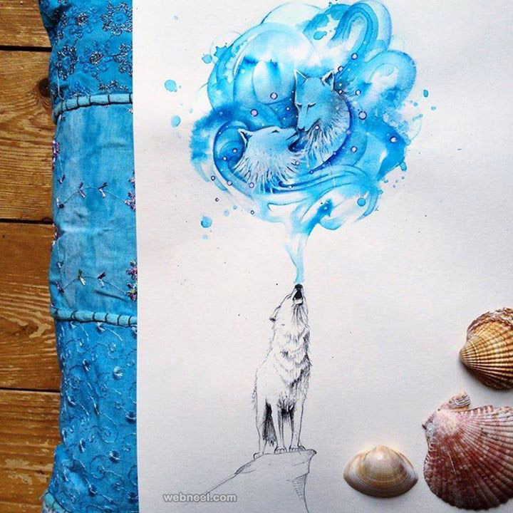 720x720 Fox Love Watercolor Painting By Moan Art - Love Watercolor Painting