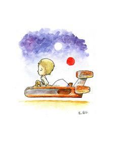 225x300 Luke Skywalker Fan Art Watercolor Print Ben Byrd Art - Luke Skywalker Watercolor