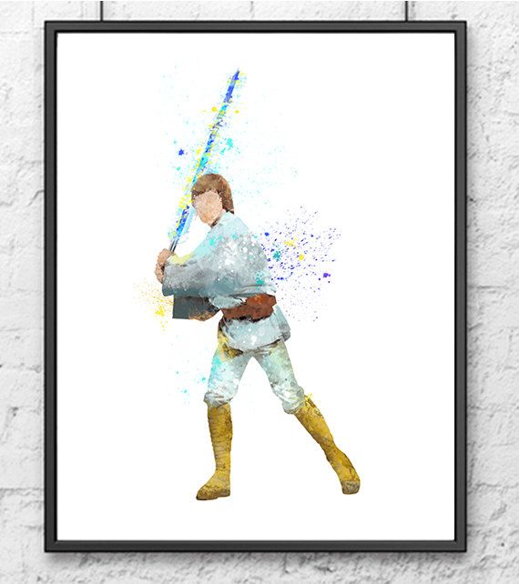 570x642 Luke Skywalker Watercolor Print, Star Wars Art, Movie Poster - Luke Skywalker Watercolor