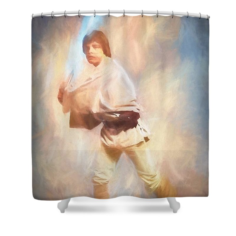 800x800 Luke Skywalker Watercolor Shower Curtain For Sale By Dan Sproul - Luke Skywalker Watercolor