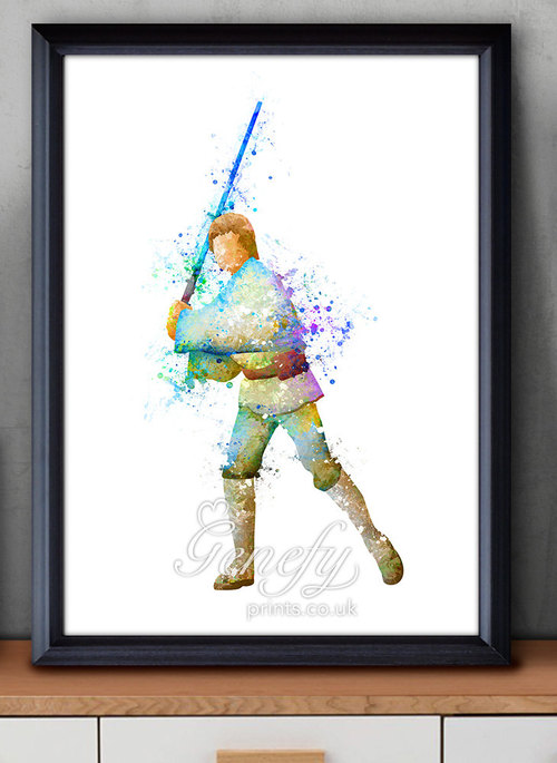 500x685 Star Wars Luke Skywalker Watercolor Art Silhouette Poster Print - Luke Skywalker Watercolor