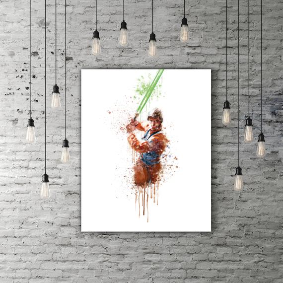 570x570 Watercolor Star Wars Luke Skywalker Art Movie Poster Art Etsy - Luke Skywalker Watercolor