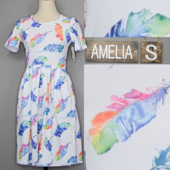 580x580 Lularoe Dresses Unicorn Watercolor Rainbow Feather Amelia Poshmark - Lularoe Watercolor
