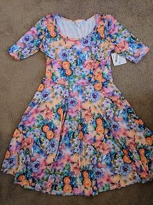 300x400 New Lularoe Nicole Dress Floral Rainbow Watercolor Vintage Peony - Lularoe Watercolor