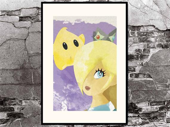 570x428 Princess Rosalina And Luma Close Up Watercolor Poster Super Etsy - Luma Watercolor
