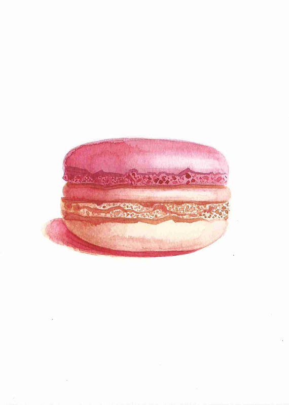 570x798 Paris Fashion Pink Macaron Art Little Paintings Baked Goods - Macaron Watercolor