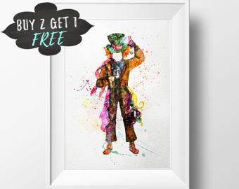 340x270 Mad Hatter Print Etsy - Mad Hatter Watercolor
