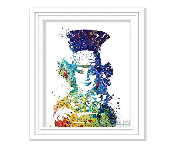 570x492 The Mad Hatter Art Print Alice In Wonderland Watercolor Painting - Mad Hatter Watercolor