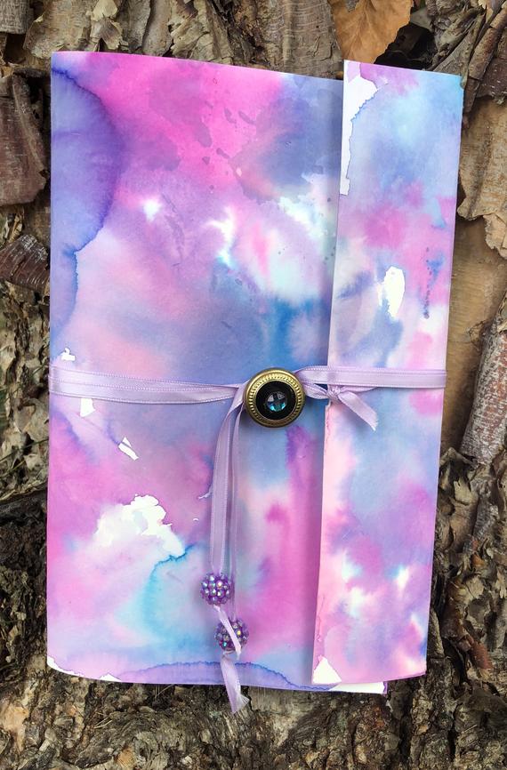 570x866 Midnight Magic Watercolor Tie Dye Sketchbook Purple Drawing Etsy - Magic Watercolor