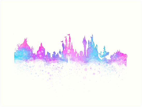 549x413 Orlando Florida Theme Park Magic Watercolor Skyline Silhouette - Magic Watercolor
