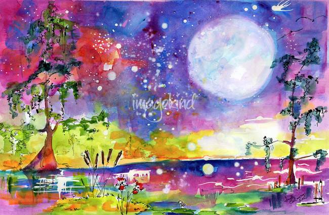 650x426 Swamp Lights Okefenokee Magic Watercolor By Ginette Callaway - Magic Watercolor