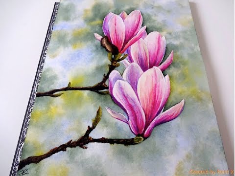 480x360 Watercolor Magnolia Painting Tutorial - Magnolia Watercolor