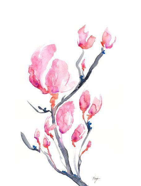 456x600 Japanese Magnolias - Magnolia Watercolor Tattoo