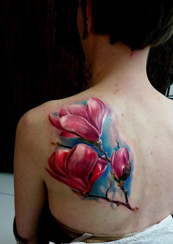 600x845 Magnolia Tattoos - Magnolia Watercolor Tattoo