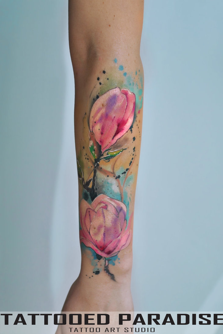 731x1092 Watercolor Magnolia By Dopeindulgence - Magnolia Watercolor Tattoo
