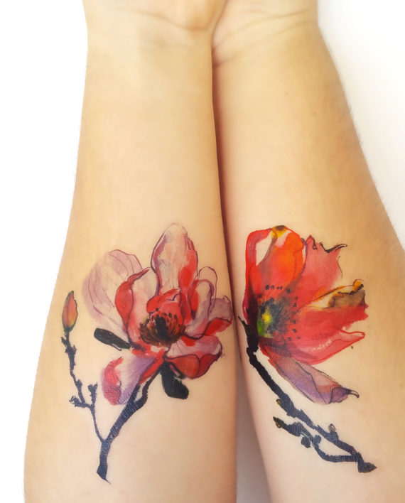 570x708 35 Lovely Magnolia Tattoo Designs Amazing Tattoo Ideas - Magnolia Watercolor Tattoo